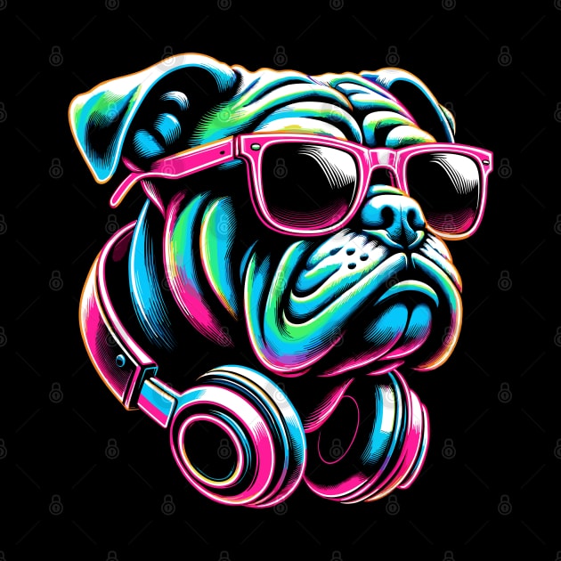 Bulldog With Sunglasses And Headphones by Nerd_art