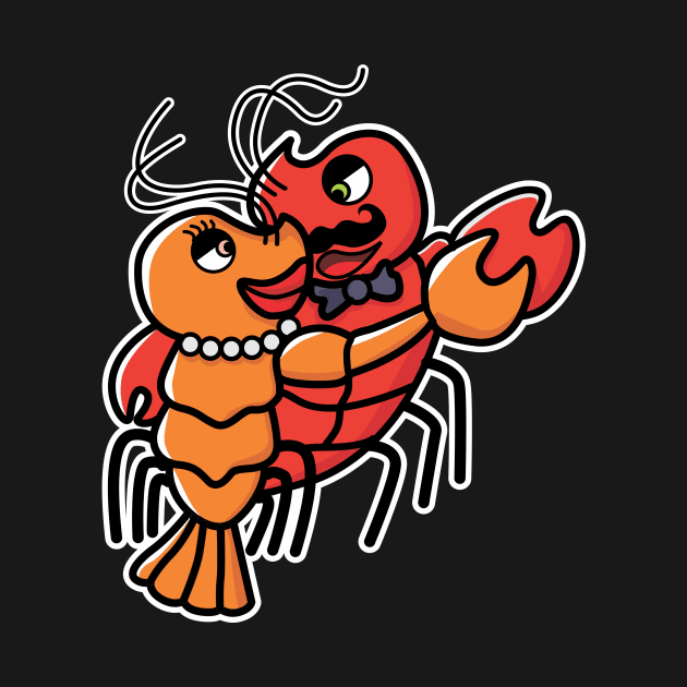 Dancing Lobster Couple Seafood love by Shirtttee