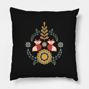 Red Foxes - Scandinavian inspired illustration Pillow