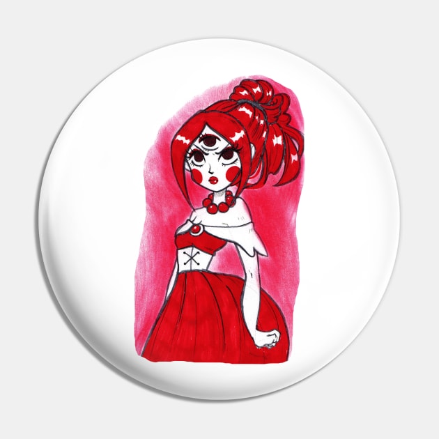 Red Triclops Pin by saradaboru