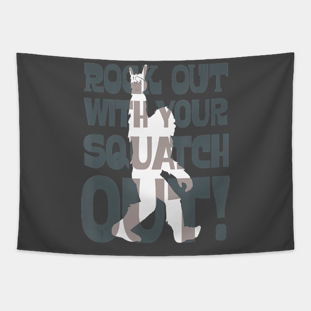 Rock out with Squatch! Tapestry by The Convergence Enigma