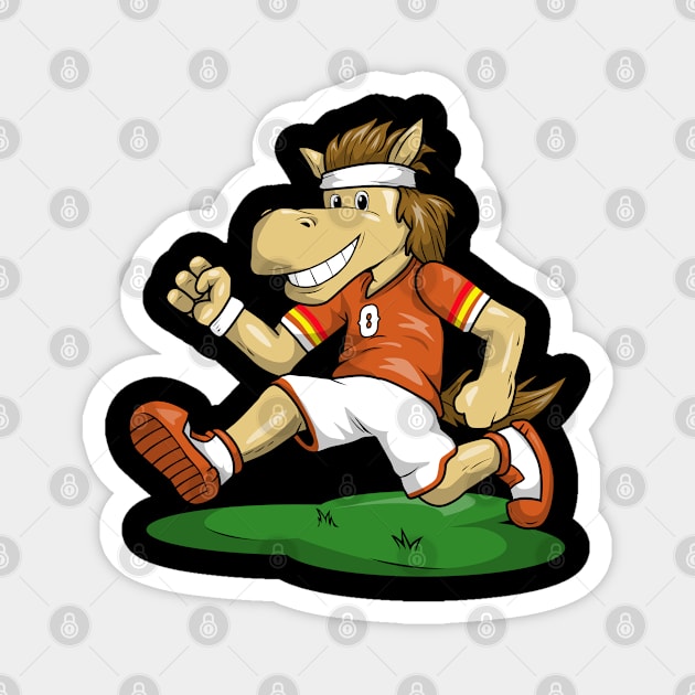 Horse as Soccer player at Soccer with Soccer shoes Magnet by Markus Schnabel