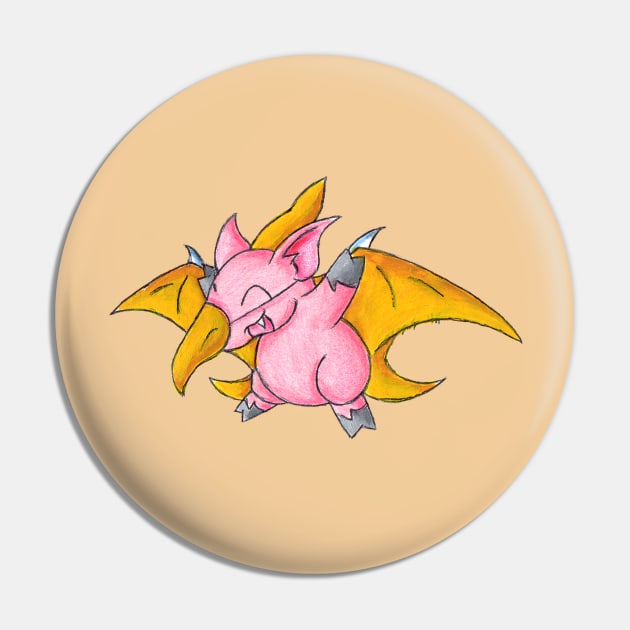 Pterapiggy Pin by KristenOKeefeArt