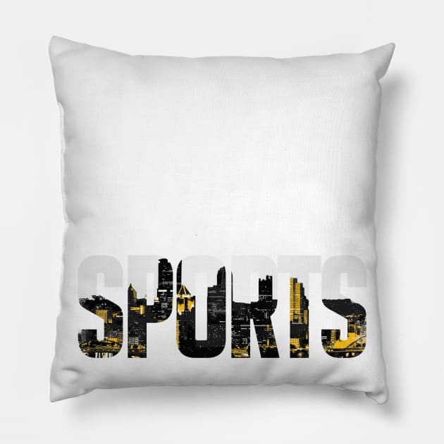 Pittsburgh Sports Black and Yellow Skyline Pillow by polliadesign