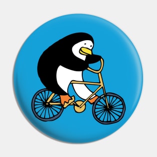 Penguin on a bike - cute bird by Cecca Designs Pin