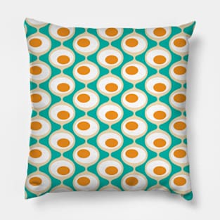 Retro Bubble Chain Pattern Teal, Orange Pillow