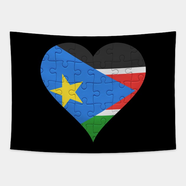 South Sudanese Jigsaw Puzzle Heart Design - Gift for South Sudanese With South Sudan Roots Tapestry by Country Flags