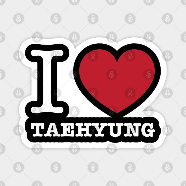 I love BTS Taehyung typography white Morcaworks Magnet by Oricca