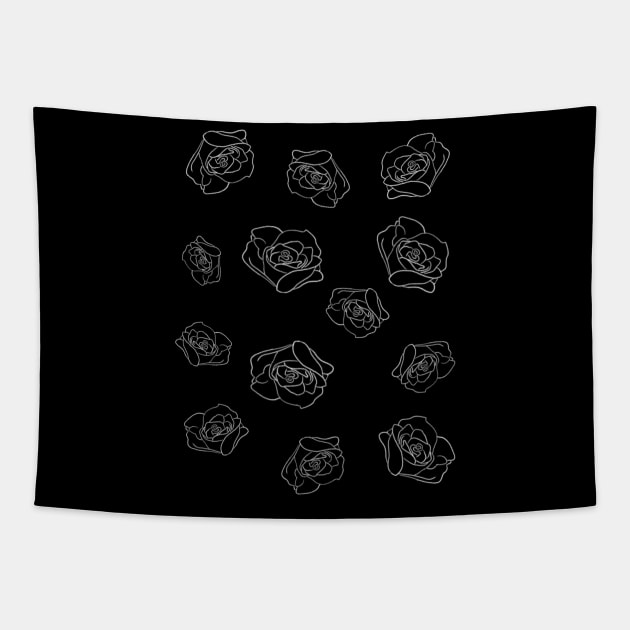 Blooming roses | rose petals | Black-and-white Tapestry by Incubuss Fashion