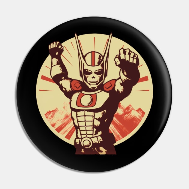 Ultraman Super Hero Propaganda Retro Style Pin by TOKEBI