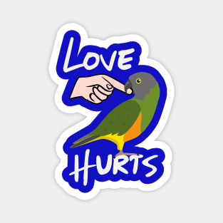 Love Hurts Senegal Parrot Biting Finger Magnet