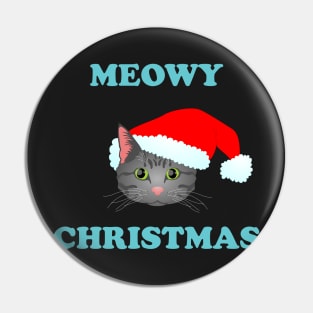 Meowy Christmas: Grey Tabby (Blue) Pin