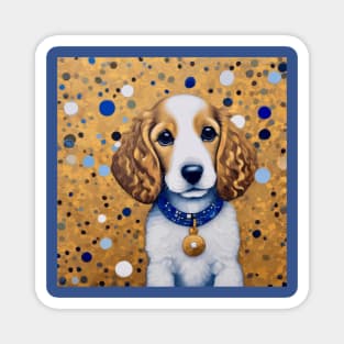 Gustav Klimt Style Puppy Dog with Blue Collar Magnet