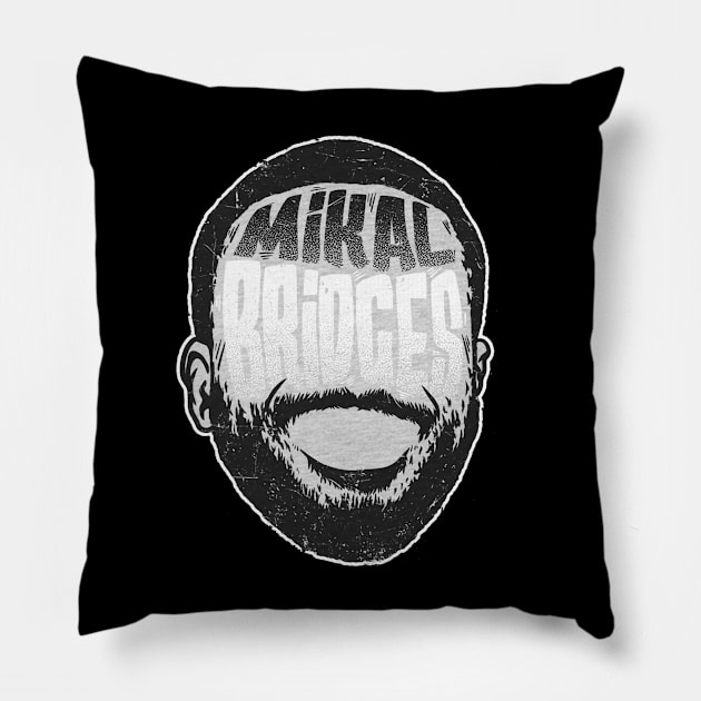 Mikal Bridges Brooklyn Player Silhouette Pillow by danlintonpro