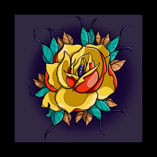 Yellow rose tattoo by InkSmith