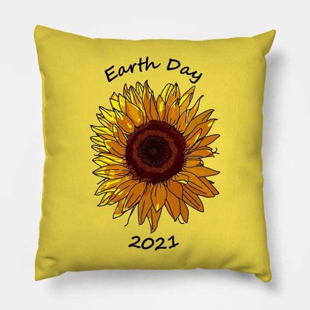 Sunflower for Earth Day 2021 Pillow by ellenhenryart