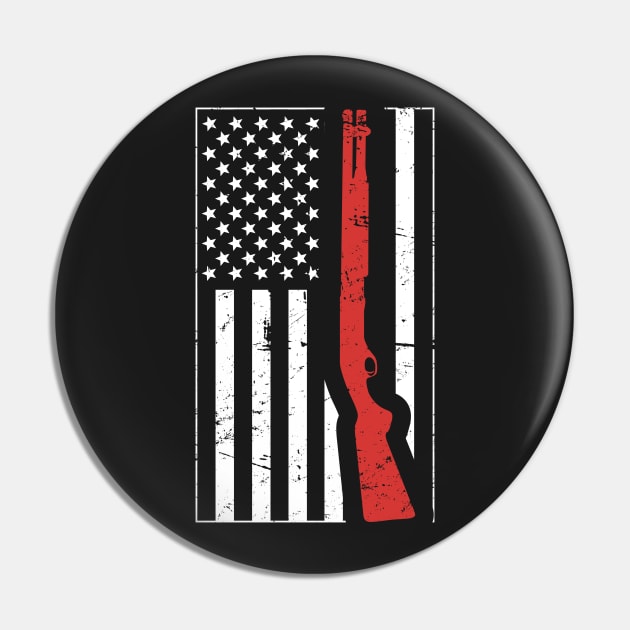 American Flag & Shotgun - Skeet Shooting Pin by MeatMan