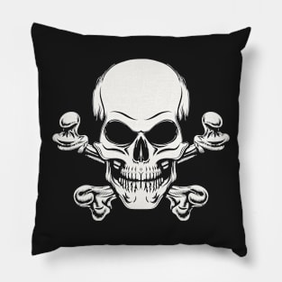 Skull and Crossed Bones Engraving Pillow