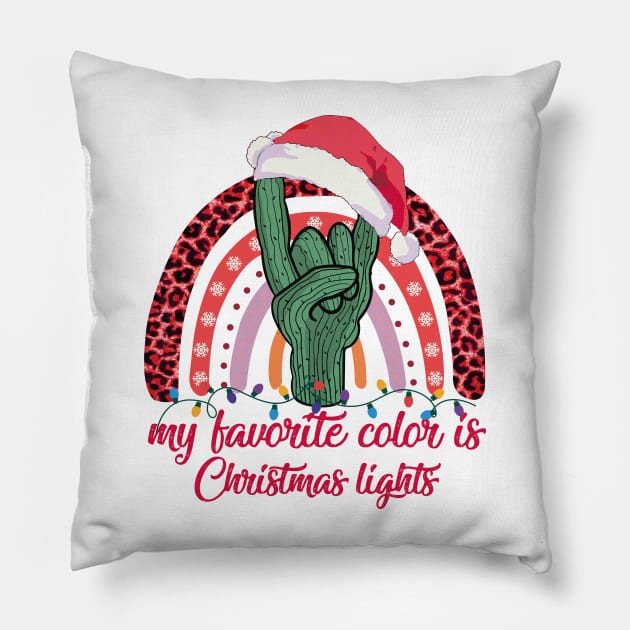 Rainbow Rock Hand My Favorite Colors Is Christmas Lights Pillow by jodotodesign