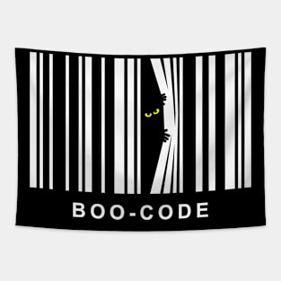 Boo Code Funny Halloween Barcode Scary Eyes Monster Tapestry