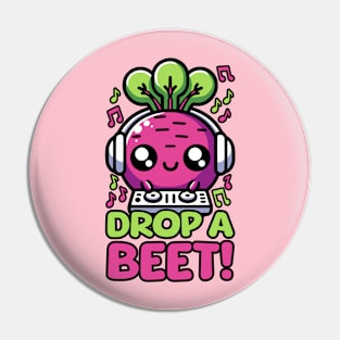 Drop A Beet! Cute DJ Vegetable Pun Pin