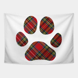 Lilly the Shiba Inu's Paw Print - Tartan on White Tapestry