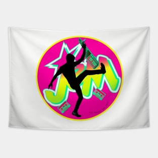 Be a Star with Neon Pink & Yellow Girly JEM | Rock On 80s Synthwave style Tapestry