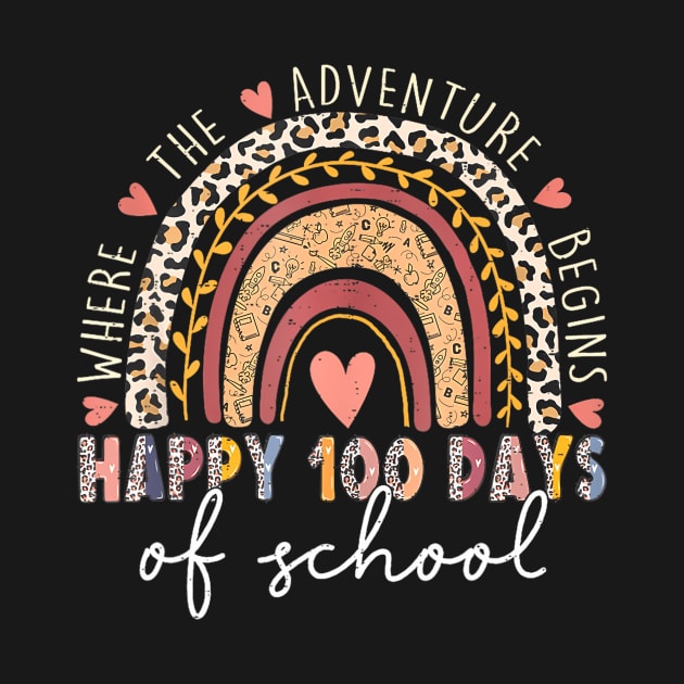 100 Days Rainbow Leopard Boho 100Th Day Of School Teacher by ZoeySherman