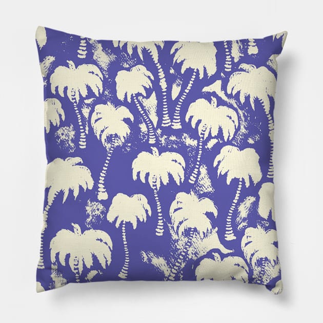 Very Peri Aloha Palm Trees Pillow by Carolina Díaz