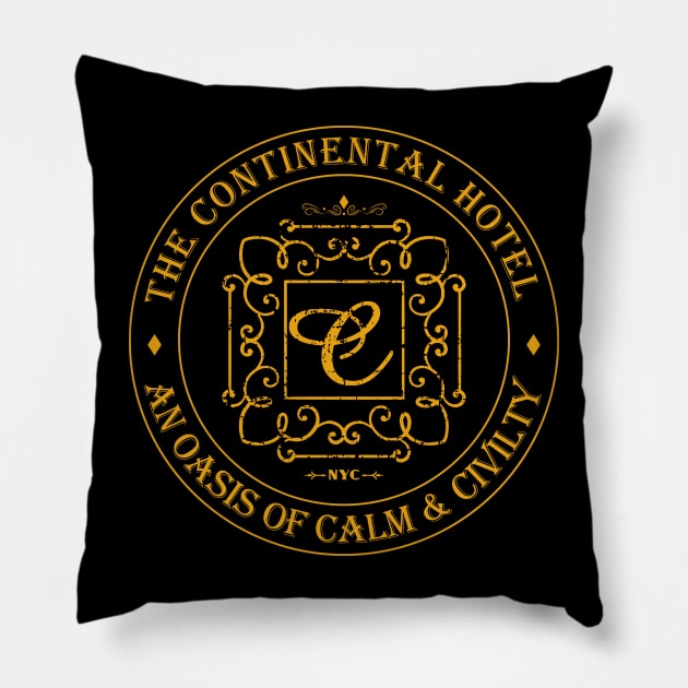 The Continental Hotel Pillow by NotoriousMedia