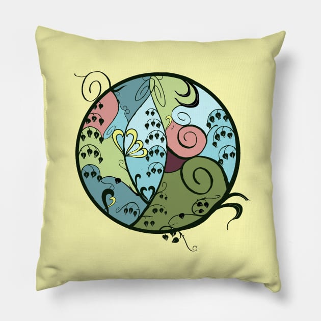 Art Nouveau Garden Circle Pillow by DISmithArt