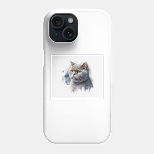 British Shorthair Cat Watercolour Painting Phone Case