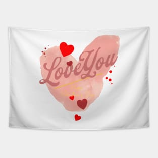 Love you, Happy Valentines Day,14 February , Red Heart Tapestry