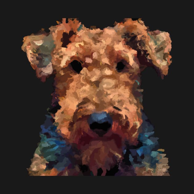 Cute Airedale Terrier Brush Painting Artwork by Furrban