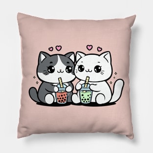 Cute Cats With Boba Tea Pillow