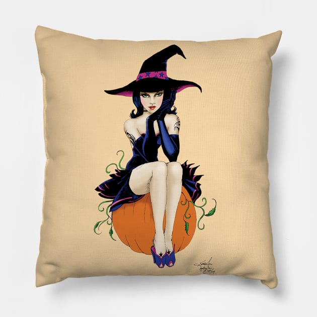 Pumpkin Witch Pillow by tigressdragon