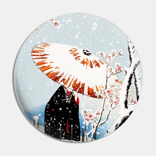 plum tree in snow Japanese illustration Pin