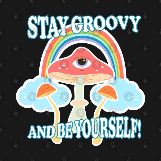 Groovy eye mushroom poster lettering, hippie, joy by Ann4design