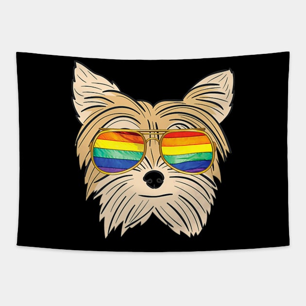 Yorkie Gay Pride Shirt LGBT Rainbow Flag Dog Pride Gift Tapestry by PayneShop