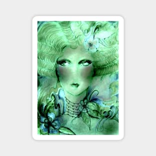 GREEN ART DECO DOLLY WOODLAND FAIRY Magnet