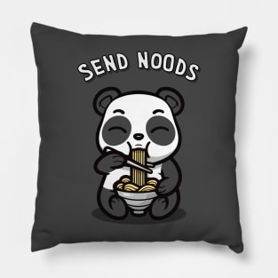 Kawaii Panda Eating Ramen Send Noods Funny Kawaii Panda White Pillow