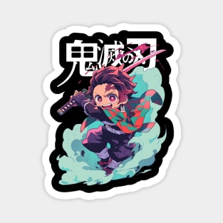 Tanjiro fire breathing sword fight Magnet