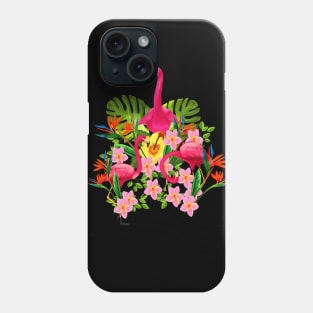 Flamingo Flock Tropical Floral, Birds Phone Case