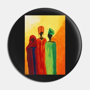 Original Artwork Acrylic Painting African Ladies Pin