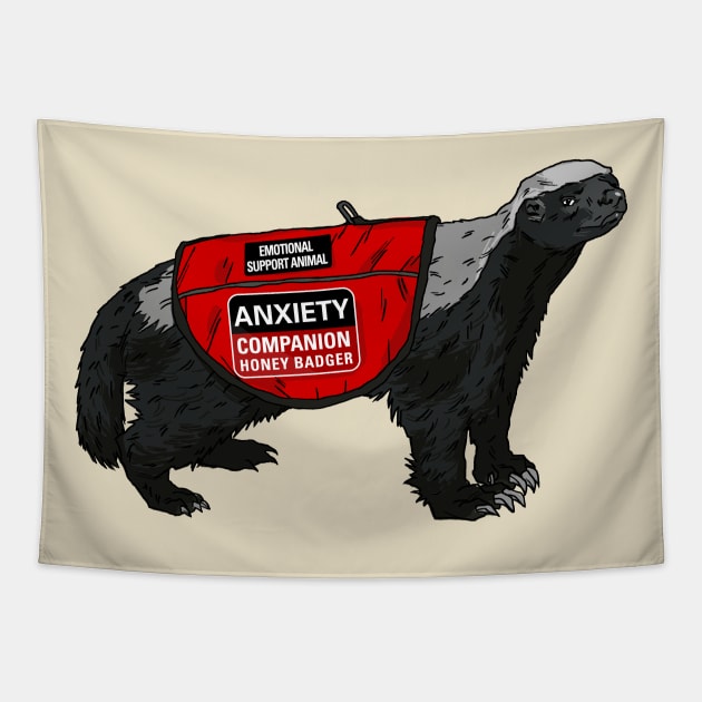 Anxiety Companion Honey Badger Tapestry by castrocastro