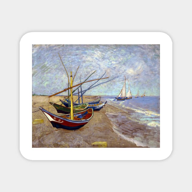 Vincent van Gogh Fishing Boats on the Beach at Saintes-Maries Magnet by pdpress