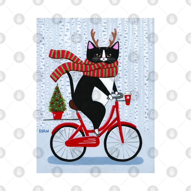 Christmas Bicycle Ride by KilkennyCat Art