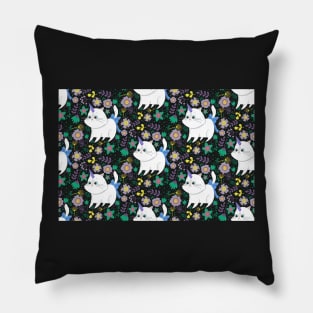 Caticorn Pattern Unicorn girl Flowers Vintage Pillow