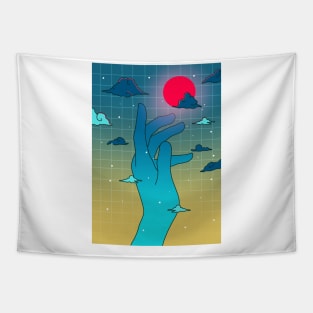 hand synthwave vaporwave Tapestry