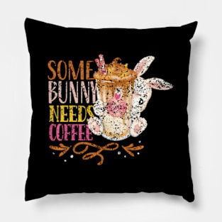 Some Bunny Needs Coffee HapEgg Easter Pillow